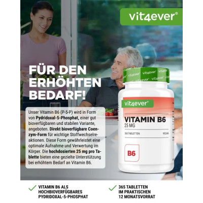 Витамин Б6 25mg - 365 таблетки | Vit4ever - Германия