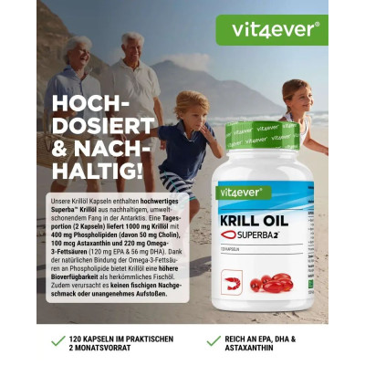Масло от крил Superba® 500mg (Омега-3) - 120 капсули | Vit4ever - Германия