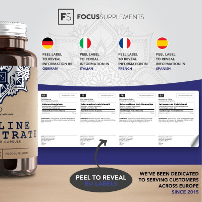 Холин битартрат 700mg - 120 капсули | Focus Supplements - UK