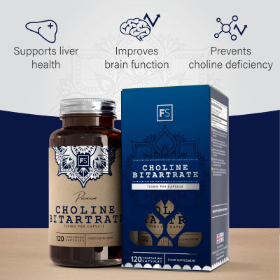Холин битартрат 700mg - 120 капсули | Focus Supplements - UK