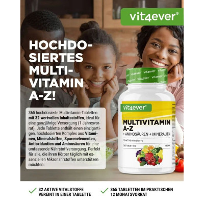 Мултивитамини и минерали от А-Я - 365 таблетки | Vit4ever