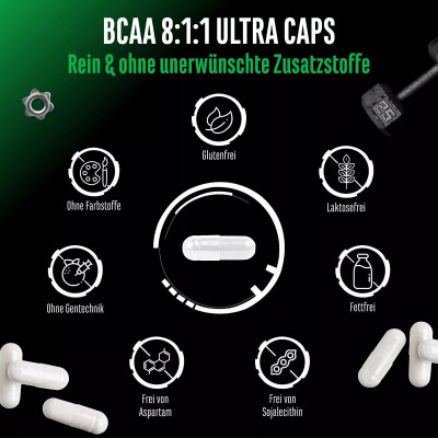 BCAA 8:1:1 (верижно-разклонени аминокиселини) - левцин, валин и изолевцин - 365 капсули