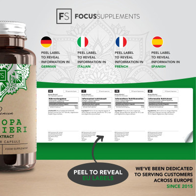 Бакопа Мониери 10:1 екстракт 500ng - 120 капсули | Focus Supplements - UK