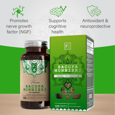 Бакопа Мониери 10:1 екстракт 500ng - 120 капсули | Focus Supplements - UK