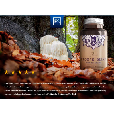 Херициум лъвска грива 500mg (5:1 екстракт) - 180 капсули | Focus Supplements - UK