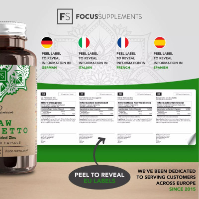 Сао палмето екстракт и цинк - 360 капсули | Focus Supplements UK