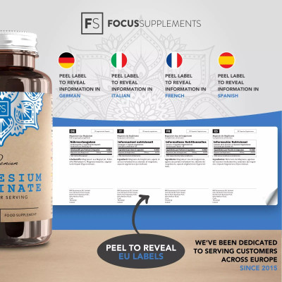 Магнезий бисглицинат 125mg - 90 капсули | Focus Supplements - Великобритания