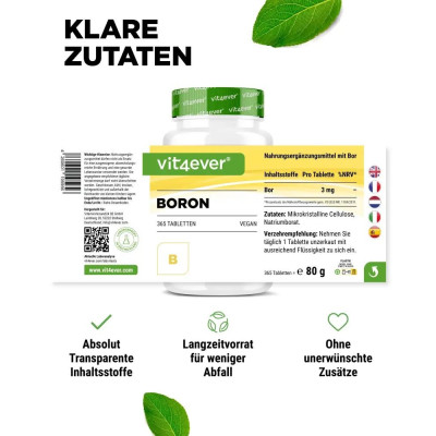 Бор (Boron) 3mg - 365 таблетки | Vit4ever - Германия