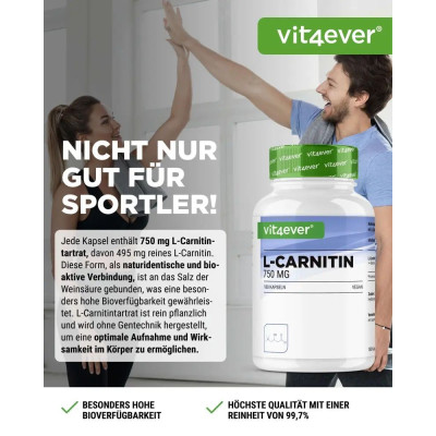 Л-Карнитин 750mg - 180 капсули | Vit4ever - Германия