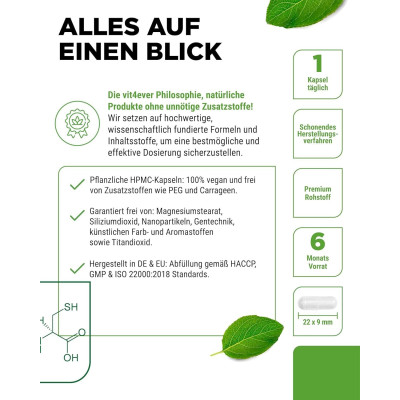 NAC (N-Acetyl-L-Cystein) 600mg - 240 капсули | Vit4ever - Германия
