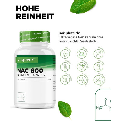 NAC (N-Acetyl-L-Cystein) 600mg - 240 капсули | Vit4ever - Германия