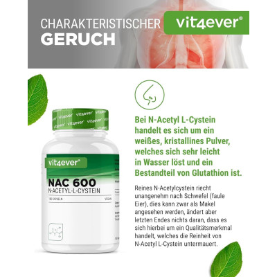 NAC (N-Acetyl-L-Cystein) 600mg - 240 капсули | Vit4ever - Германия