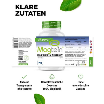 Магнезий Л-Треонат 500mg- 180 капсули | Vit4ever - Германия