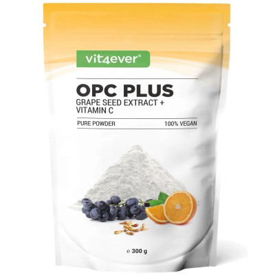 Екстракт от гроздови семки OPC + витамин C на прах, 300gr | Vit4ever - Германия