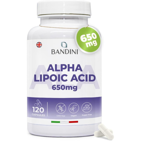 Aлфа-липоева киселина (ALA R-форма) 650mg - 120 капсули | Bandini Pharma - Италия