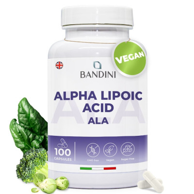 Aлфа-липоева киселина (ALA R-форма) 200mg - 100 капсули | Bandini Pharma - Италия