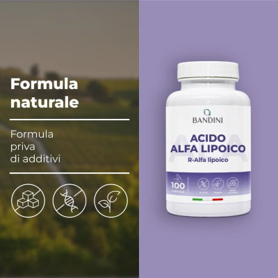 Aлфа-липоева киселина (ALA R-форма) 200mg - 100 капсули | Bandini Pharma - Италия