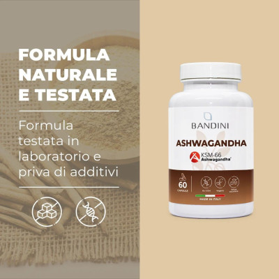 Ашваганда (KSM-66) 500mg - 60 капсули | Bandini Pharma - Италия
