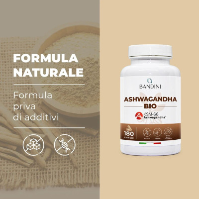 Ашваганда KSM-66® 500mg - 60 капсули | Bandini Pharma - Италия