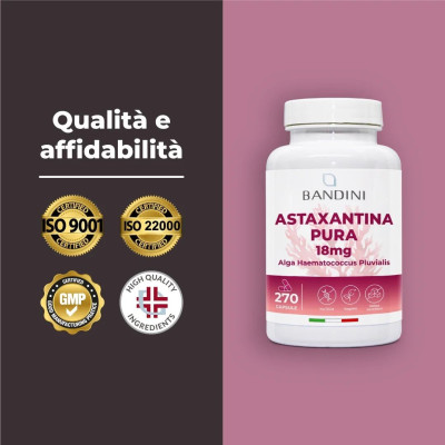 Астаксантин 18mg - 270 капсули | Bandini Pharma - Италия