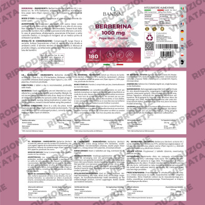 Берберин 1000mg с хром и пиперин - 180 капсули | Bandini Pharma - Италия
