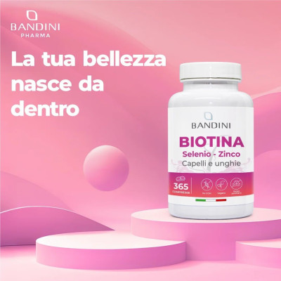 Биотин 450mcg с цинк и селен - 365 таблетки | Bandini Pharma - Италия