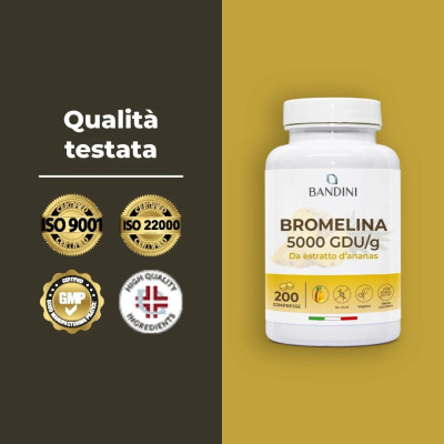 Бромелаин 500mg (5000 GDU/g) - 200 таблетки | Bandini Pharma - Италия