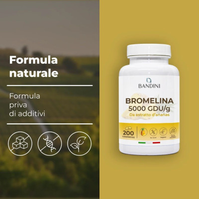 Бромелаин 500mg (5000 GDU/g) - 200 таблетки | Bandini Pharma - Италия