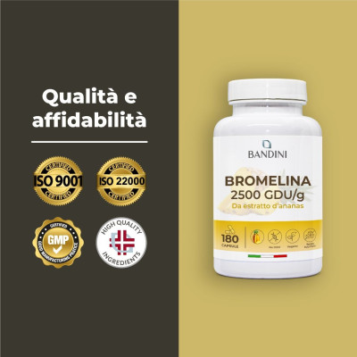 Бромелаин 500mg (5000 GDU/g) - 200 таблетки | Bandini Pharma - Италия
