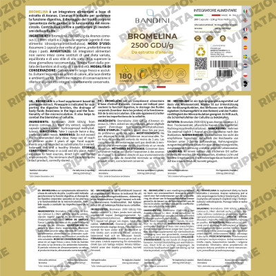 Бромелаин 500mg (5000 GDU/g) - 200 таблетки | Bandini Pharma - Италия
