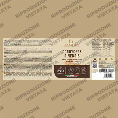 Кордицепс 650mg - 270 капсули | Bandini Pharma - Италия