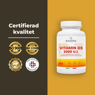 Витамин Д3 2000IU - 365 меки капсули | Bandini Pharma - Италия