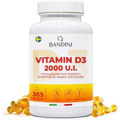 Витамин Д3 2000IU - 365 меки капсули | Bandini Pharma - Италия