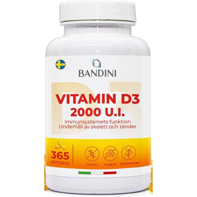 Витамин Д3 2000IU - 365 меки капсули | Bandini Pharma - Италия