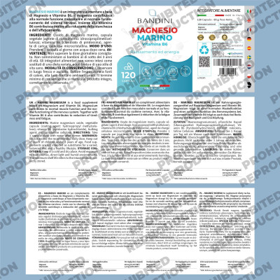 Морски магнезий 200mg с витамин B6 - 120 капсули | Bandini Pharma - Италия
