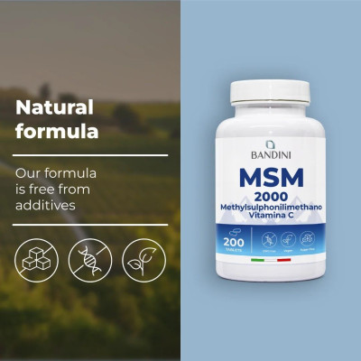 MSM 1000mg с витамин C - 200 таблетки | Bandini Pharma - Италия