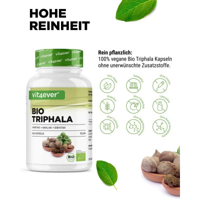 Трифала 750mg (веган, аюрведа) - 365 капсули | Vit4ever - Германия