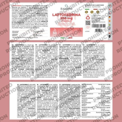 Лактоферин 200mg - 60 капсули | Bandini Pharma - Италия