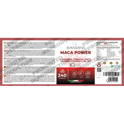 Мака комплекс с трибулус, цинк и л-аргинин - 240 капсули | Bandini Pharma - Италия