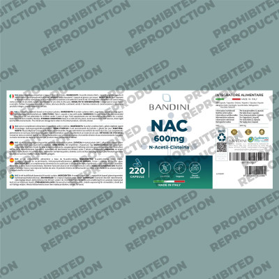 N-ацетил L-цистеин (NAC) 600mg - 220 капсули | Bandini Pharma - Италия