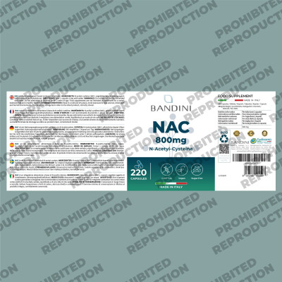 N-ацетил L-цистеин (NAC) 800mg - 220 капсули | Bandini Pharma - Италия