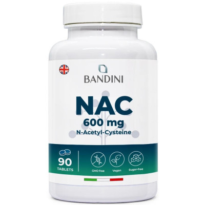 N-ацетил L-цистеин (NAC) 600mg - 90 таблетки | Bandini Pharma - Италия