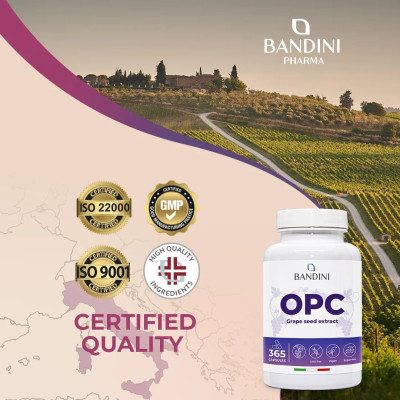 OPC екстракт от гроздови семки с Витамин C - 365 капсули | Bandini Pharma - Италия