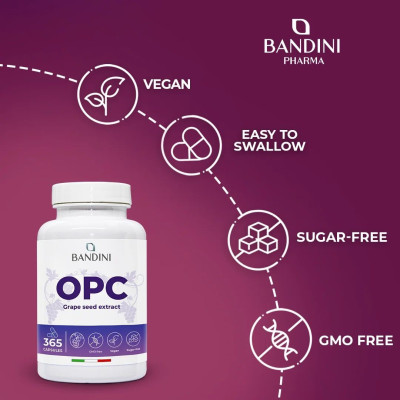 OPC екстракт от гроздови семки с Витамин C - 365 капсули | Bandini Pharma - Италия
