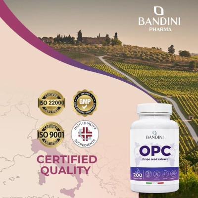 OPC екстракт от гроздови семки с Витамин C - 200 капсули | Bandini Pharma - Италия