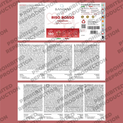 Екстракт от червен ориз с Монаколин-К - 180 таблетки | Bandini Pharma - Италия