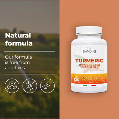 Куркума 700mg с пиперин - 120 капсули | Bandini Pharma - Италия
