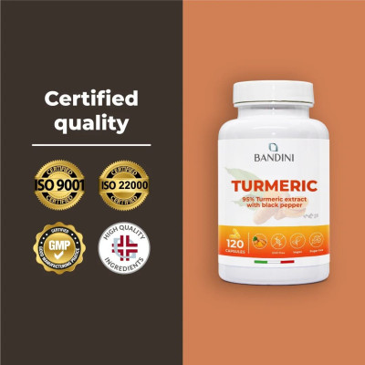 Куркума 700mg с пиперин - 120 капсули | Bandini Pharma - Италия