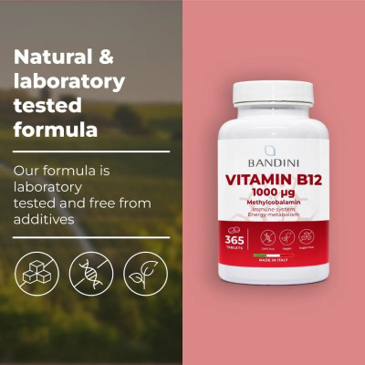 Витамин Б12 (метилкобаламин) 1000mcg - 450 таблетки | Bandini Pharma - Италия