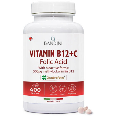 Витамин Б12 с фолиева киселина и витамин Ц - 400 таблетки | Bandini Pharma - Италия